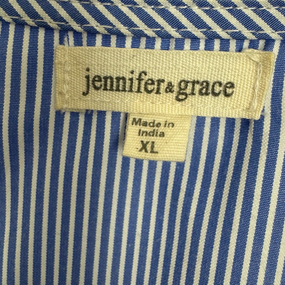 Jennifer Grace Women Striped Embroidered Long Bell Sleeve Blouse Top Size XL - Picture 8 of 15